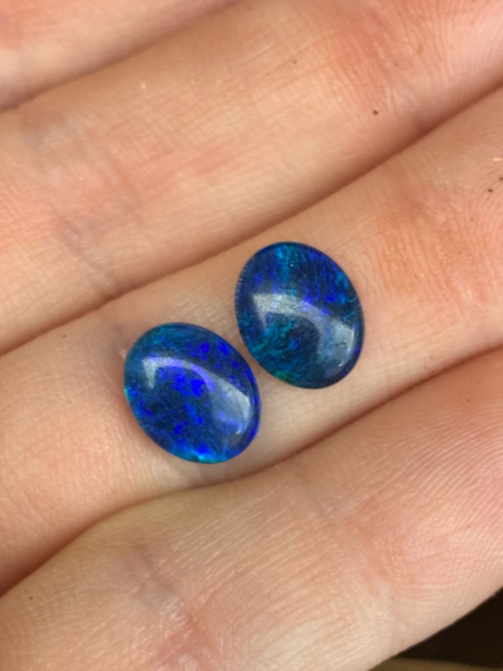 3.5ct pair of black genuine opal pair in gem jar